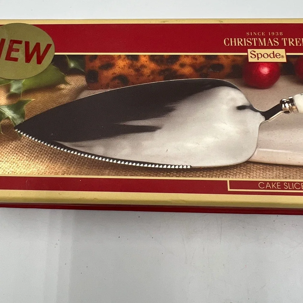 Spode Christmas Tree Cake Slice Server OS White New Serrated Holiday XT1104-X